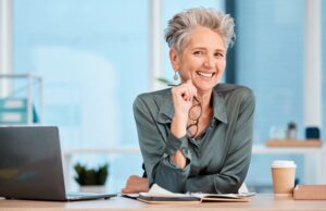 older businesswoman smiling 