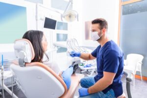 dentist and patient having a consultation